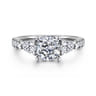 Abina - 14K White Gold Cushion Cut Three Stone Diamond Engagement Ring - 0.75 ct