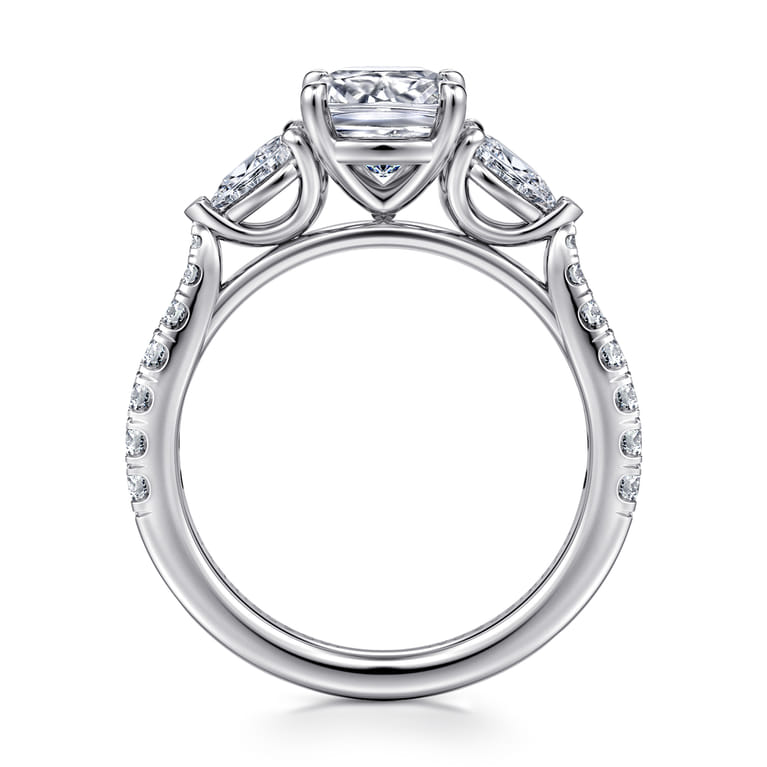 Abina - 14K White Gold Cushion Cut Three Stone Diamond Engagement Ring - 0.75 ct - Shot 2