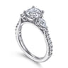 Abina - 14K White Gold Cushion Cut Three Stone Diamond Engagement Ring - 0.75 ct
