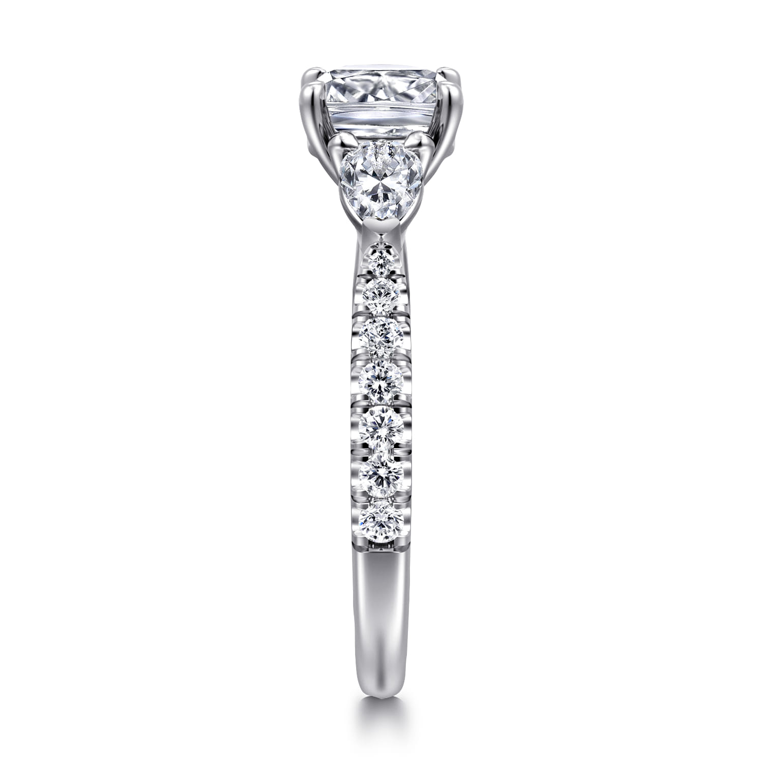Abina - 14K White Gold Cushion Cut Three Stone Diamond Engagement Ring - 0.75 ct - Shot 4