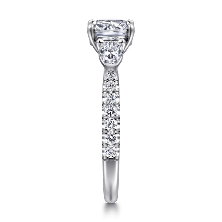 Abina - 14K White Gold Cushion Cut Three Stone Diamond Engagement Ring - 0.75 ct - Shot 4