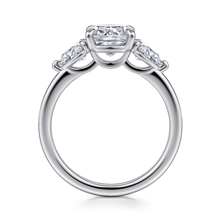 Adalia - 14K White Gold Cushion Cut Three Stone Diamond Engagement Ring - 0.6 ct - Shot 2