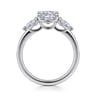 Adalia - 14K White Gold Cushion Cut Three Stone Diamond Engagement Ring - 0.6 ct