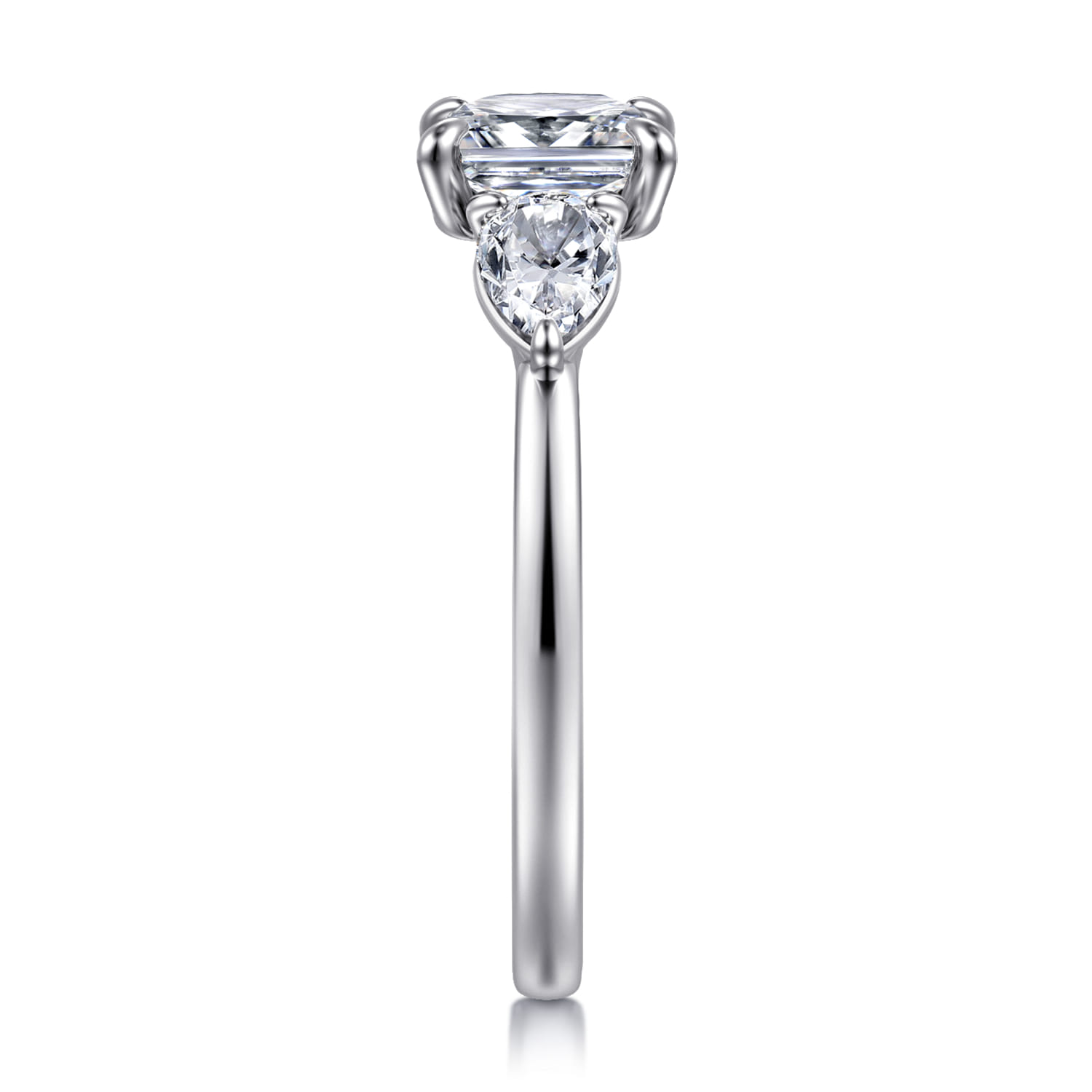 Adalia - 14K White Gold Cushion Cut Three Stone Diamond Engagement Ring - 0.6 ct - Shot 4
