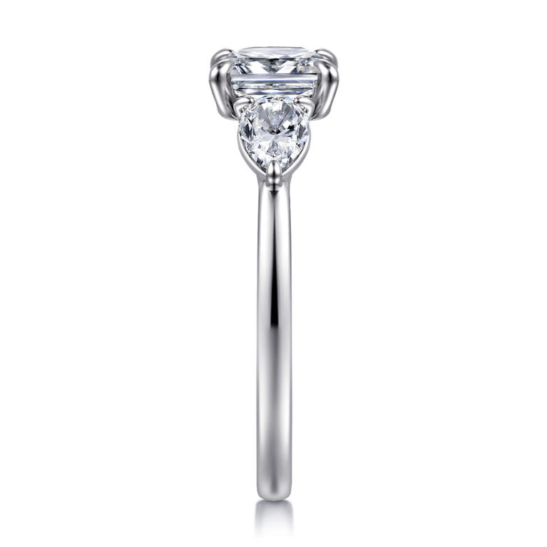 Adalia - 14K White Gold Cushion Cut Three Stone Diamond Engagement Ring - 0.6 ct - Shot 4