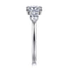 Adalia - 14K White Gold Cushion Cut Three Stone Diamond Engagement Ring - 0.6 ct
