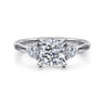 Adeline - 14K White Gold Cushion Cut Three Stone Diamond Engagement Ring - 0.35 ct