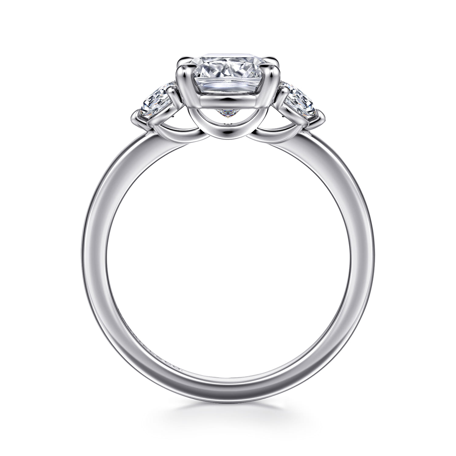 Adeline - 14K White Gold Cushion Cut Three Stone Diamond Engagement Ring - 0.35 ct - Shot 2