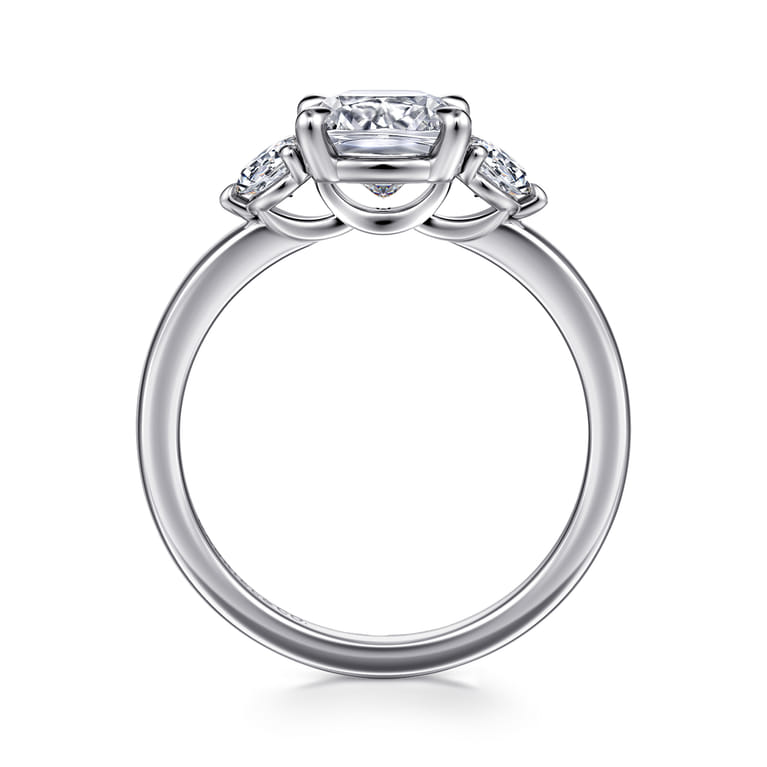 Adeline - 14K White Gold Cushion Cut Three Stone Diamond Engagement Ring - 0.35 ct - Shot 2