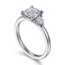 Adeline - 14K White Gold Cushion Cut Three Stone Diamond Engagement Ring - 0.35 ct