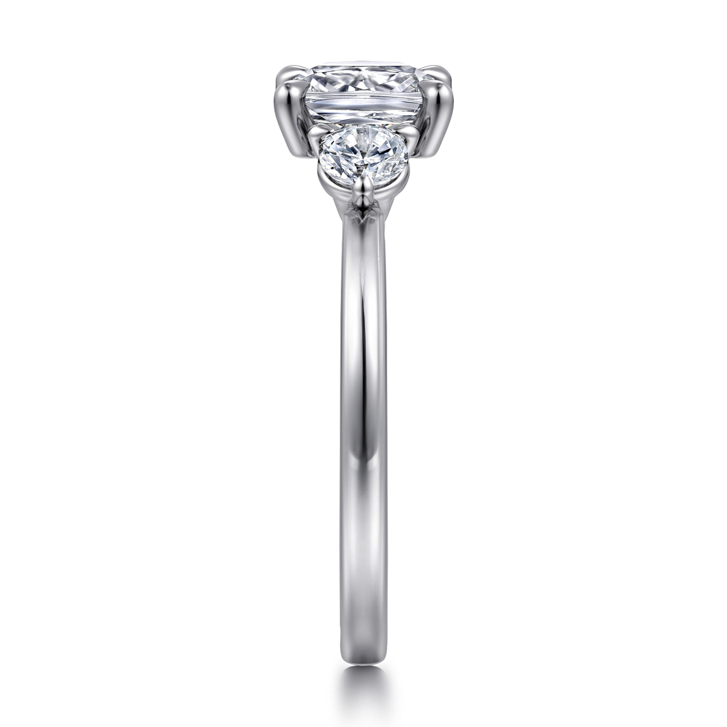 Adeline - 14K White Gold Cushion Cut Three Stone Diamond Engagement Ring - 0.35 ct - Shot 4