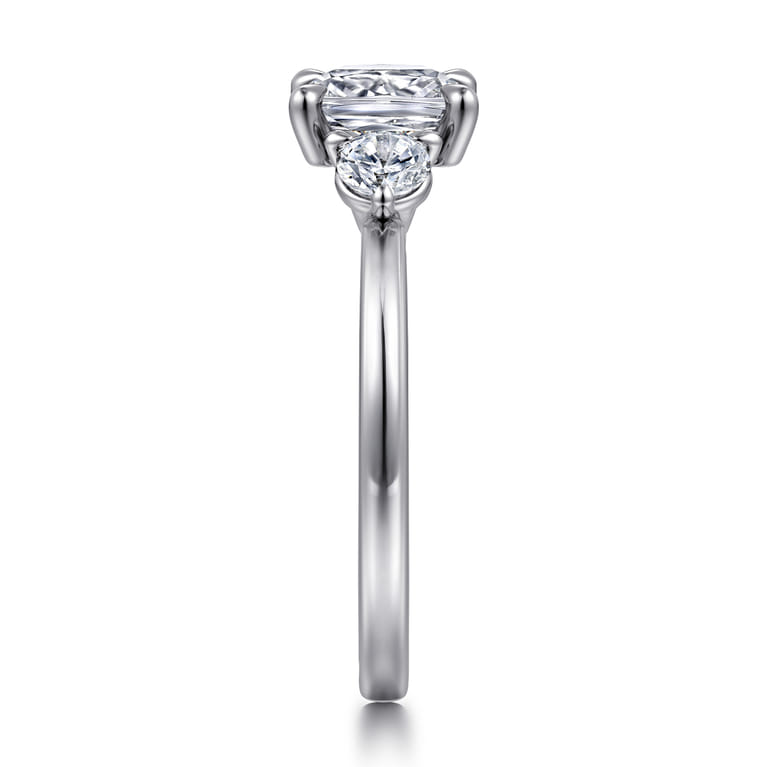 Adeline - 14K White Gold Cushion Cut Three Stone Diamond Engagement Ring - 0.35 ct - Shot 4