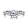 Wave - 14K White Gold Cushion Cut Diamond Engagement Ring - 0.4 ct