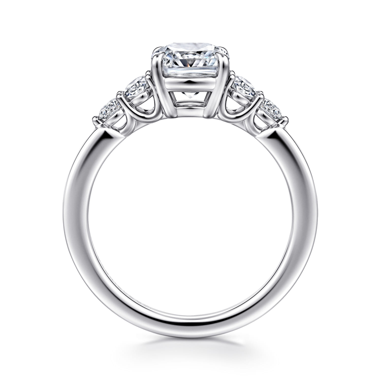 Wave - 14K White Gold Cushion Cut Diamond Engagement Ring - 0.4 ct - Shot 2