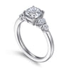 Wave - 14K White Gold Cushion Cut Diamond Engagement Ring - 0.4 ct