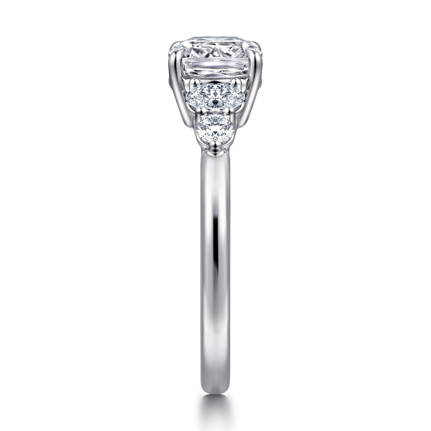 Wave - 14K White Gold Cushion Cut Diamond Engagement Ring - 0.4 ct - Shot 4