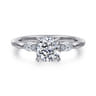 Dela - 14K White Gold Cushion Cut Three Stone Diamond Engagement Ring - 0.17 ct