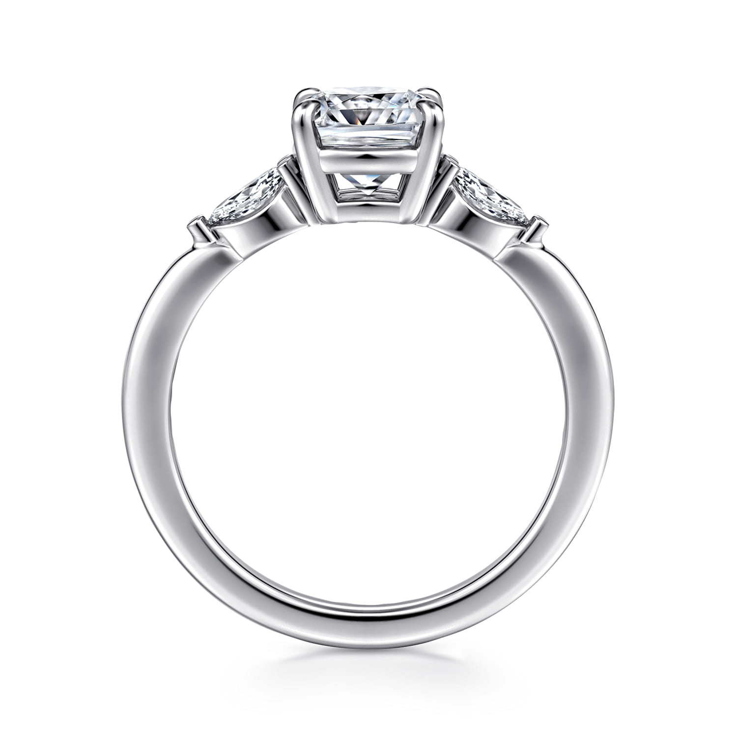 Dela - 14K White Gold Cushion Cut Three Stone Diamond Engagement Ring - 0.17 ct - Shot 2