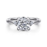 Blaise - 14K White Gold Cushion Cut Three Stone Diamond Engagement Ring - 0.08 ct