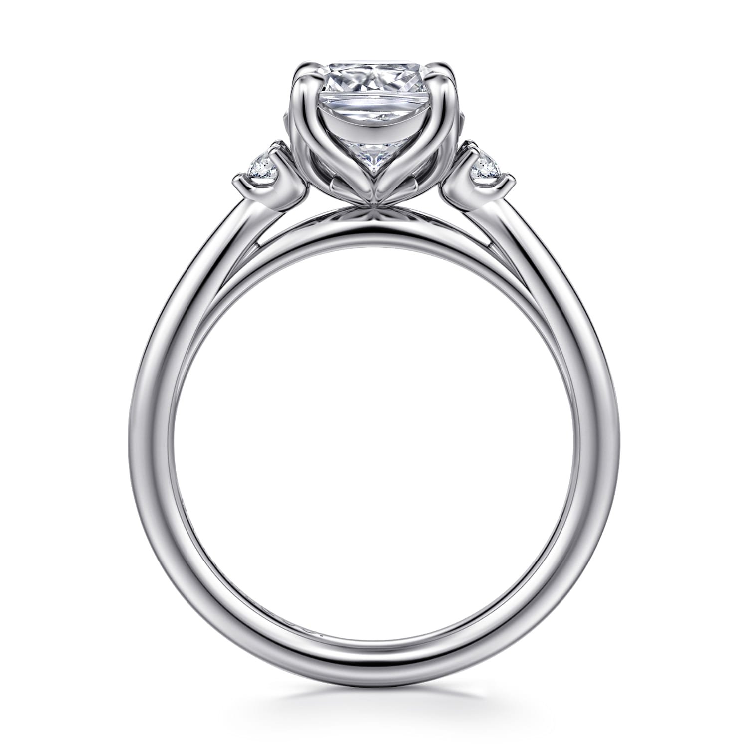 Blaise - 14K White Gold Cushion Cut Three Stone Diamond Engagement Ring - 0.08 ct - Shot 2