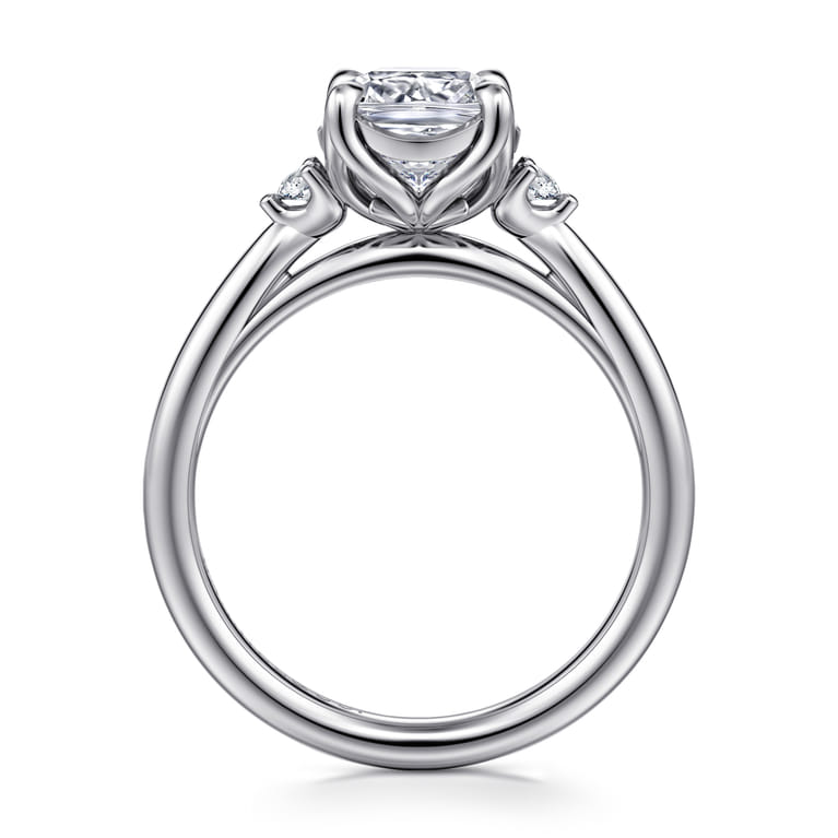 Blaise - 14K White Gold Cushion Cut Three Stone Diamond Engagement Ring - 0.08 ct - Shot 2