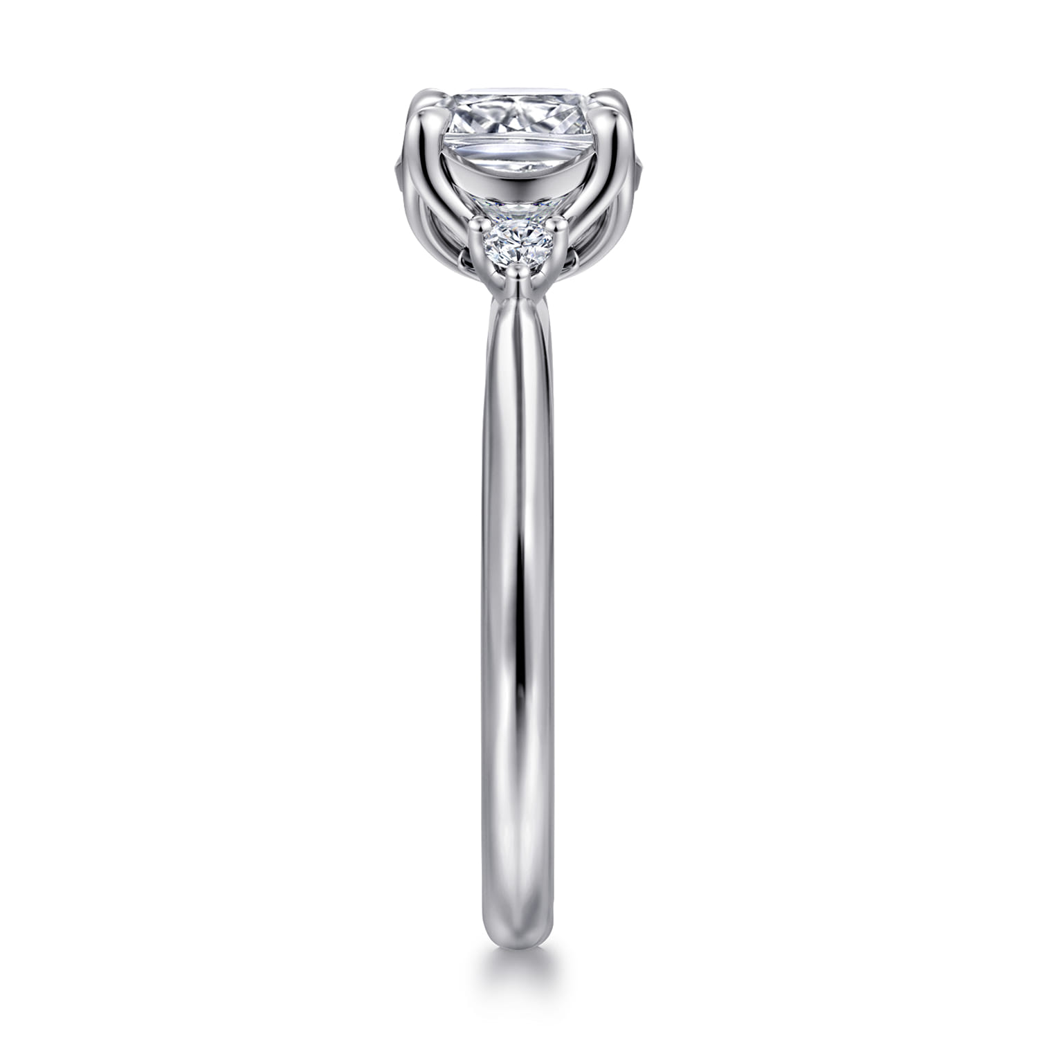 Blaise - 14K White Gold Cushion Cut Three Stone Diamond Engagement Ring - 0.08 ct - Shot 4