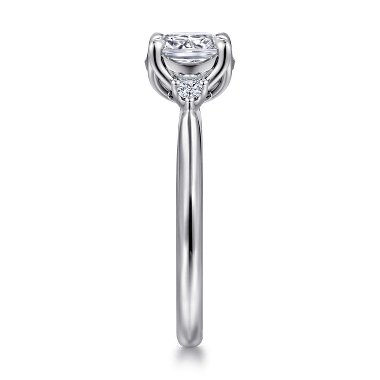 Blaise - 14K White Gold Cushion Cut Three Stone Diamond Engagement Ring - 0.08 ct - Shot 4