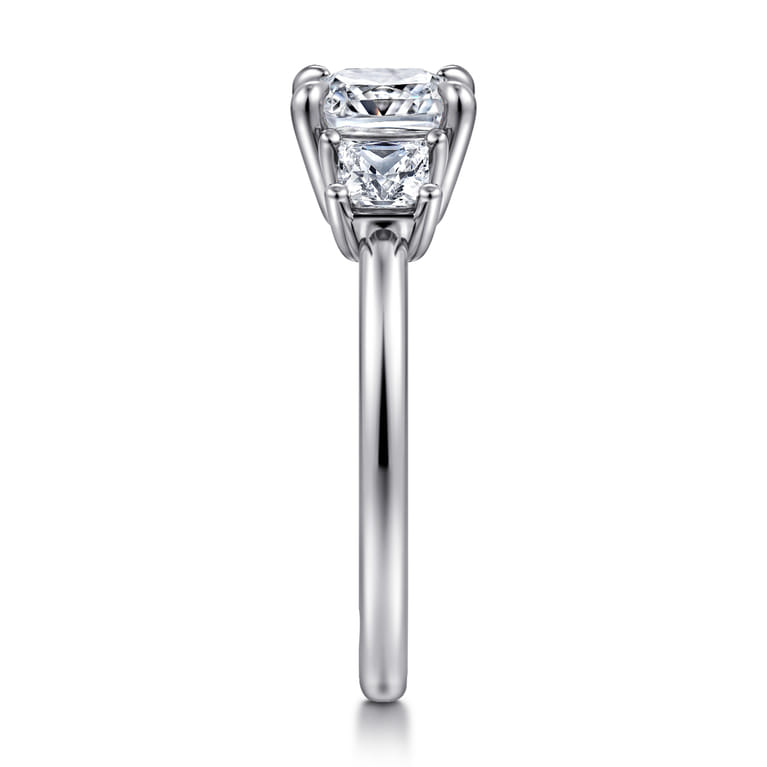 Antonia - 14K White Gold Cushion Cut Three Stone Diamond Engagement Ring - 0.5 ct - Shot 4