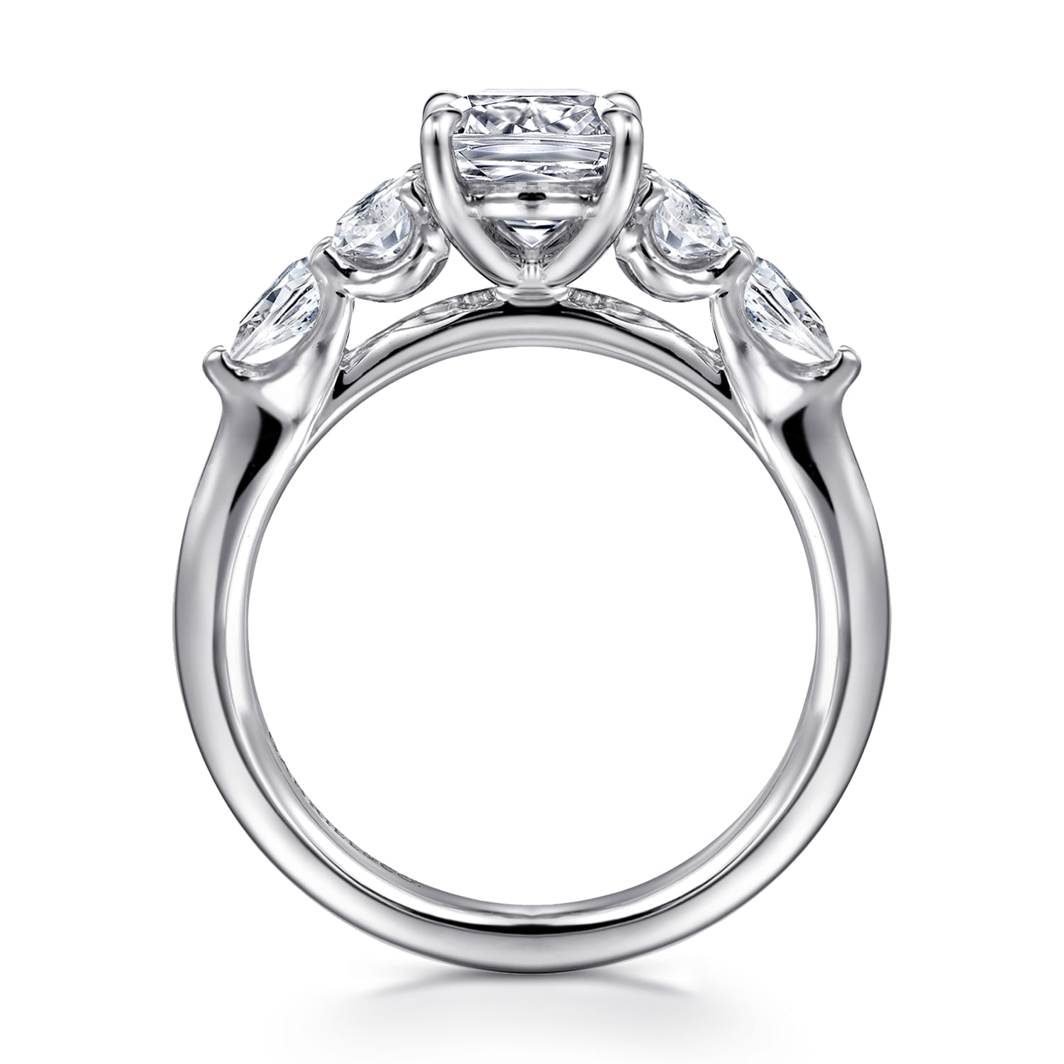 Estefani - 14K White Gold Cushion Cut Diamond Engagement Ring - 0.8 ct - Shot 2