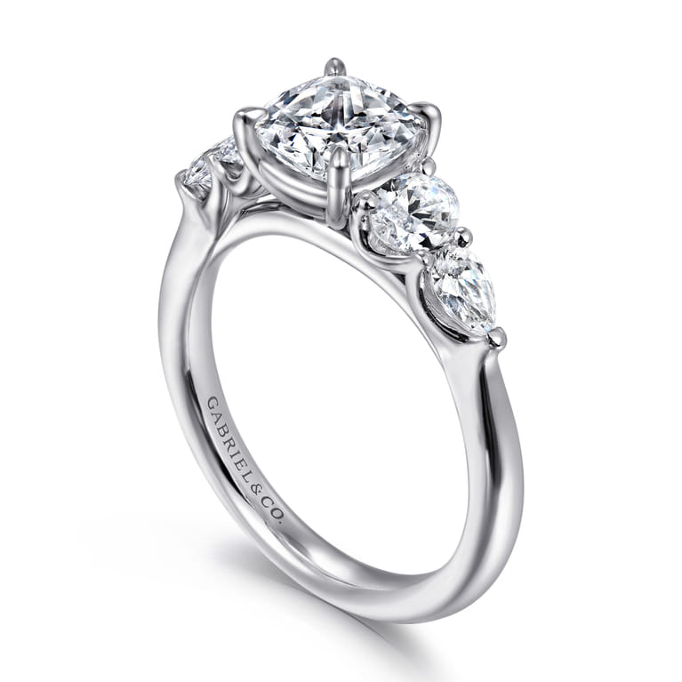 Estefani - 14K White Gold Cushion Cut Diamond Engagement Ring - 0.8 ct - Shot 3