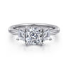 Stephi - 14K White Gold Cushion Cut Three Stone Diamond Engagement Ring - 0.5 ct