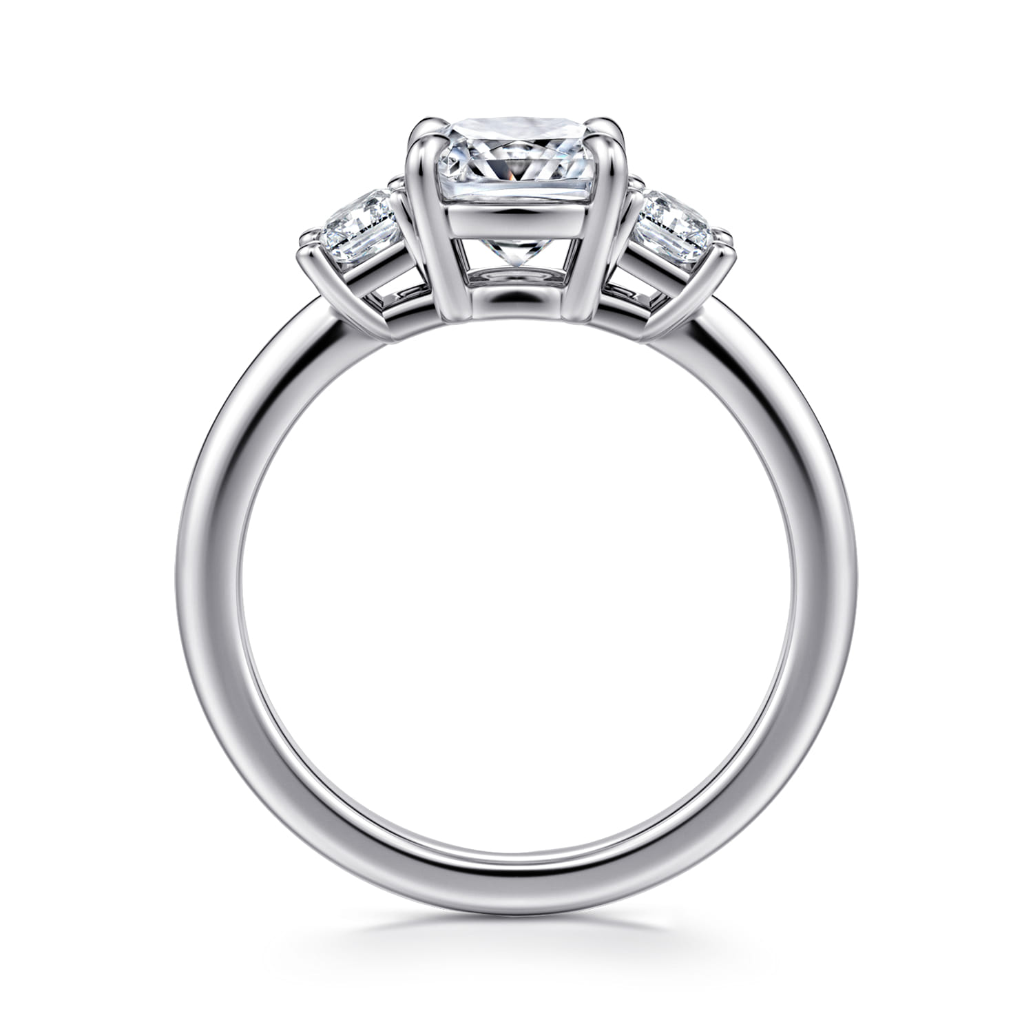 Stephi - 14K White Gold Cushion Cut Three Stone Diamond Engagement Ring - 0.5 ct - Shot 2