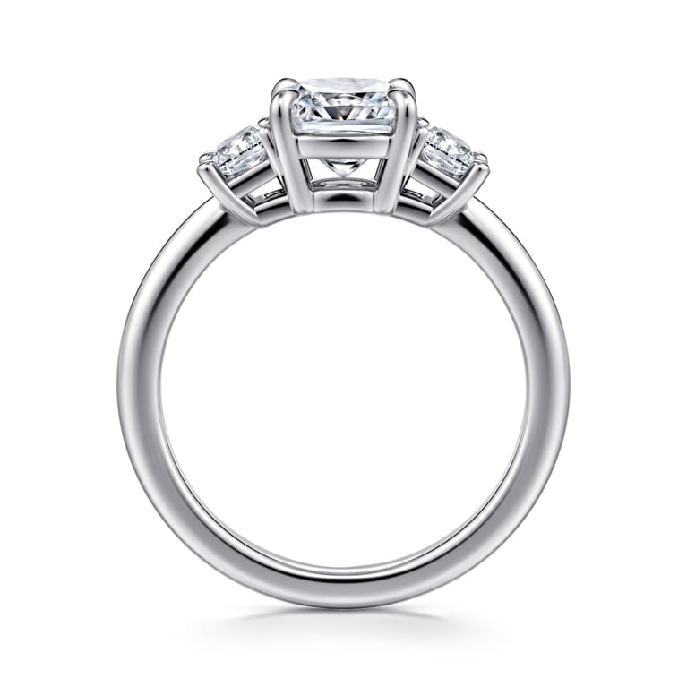 Stephi - 14K White Gold Cushion Cut Three Stone Diamond Engagement Ring - 0.5 ct - Shot 2