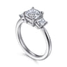 Stephi - 14K White Gold Cushion Cut Three Stone Diamond Engagement Ring - 0.5 ct