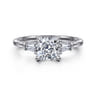 Louann - 14K White Gold Cushion Cut Three Stone Diamond Engagement Ring - 0.3 ct