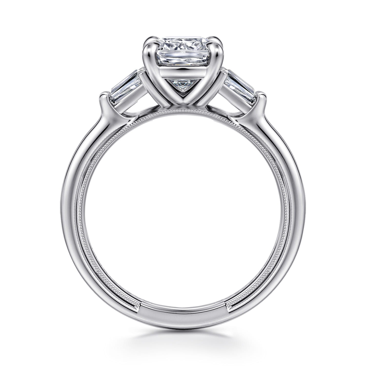 Louann - 14K White Gold Cushion Cut Three Stone Diamond Engagement Ring - 0.3 ct - Shot 2
