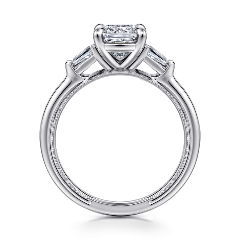 Louann - 14K White Gold Cushion Cut Three Stone Diamond Engagement Ring - 0.3 ct - Shot 2