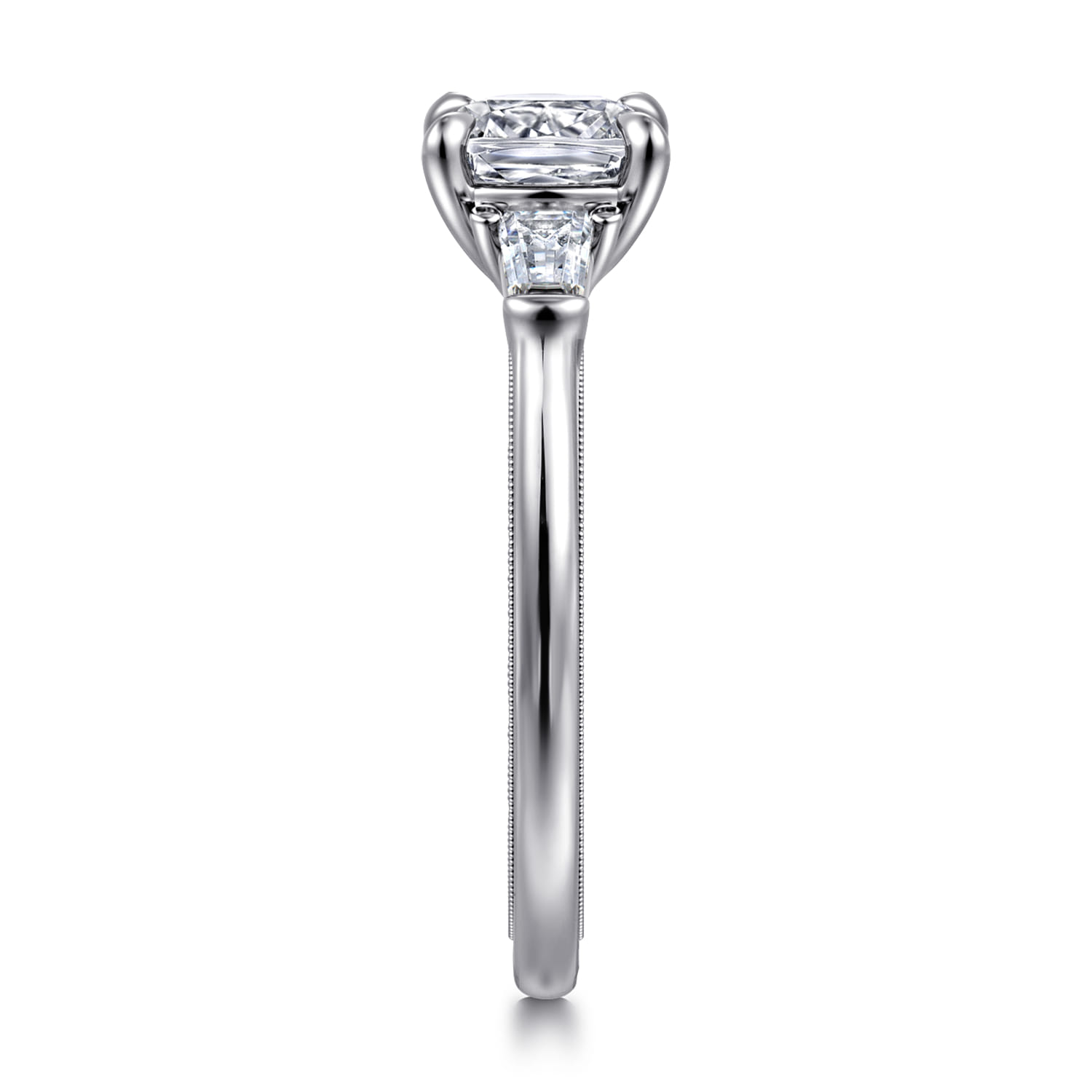 Louann - 14K White Gold Cushion Cut Three Stone Diamond Engagement Ring - 0.3 ct - Shot 4
