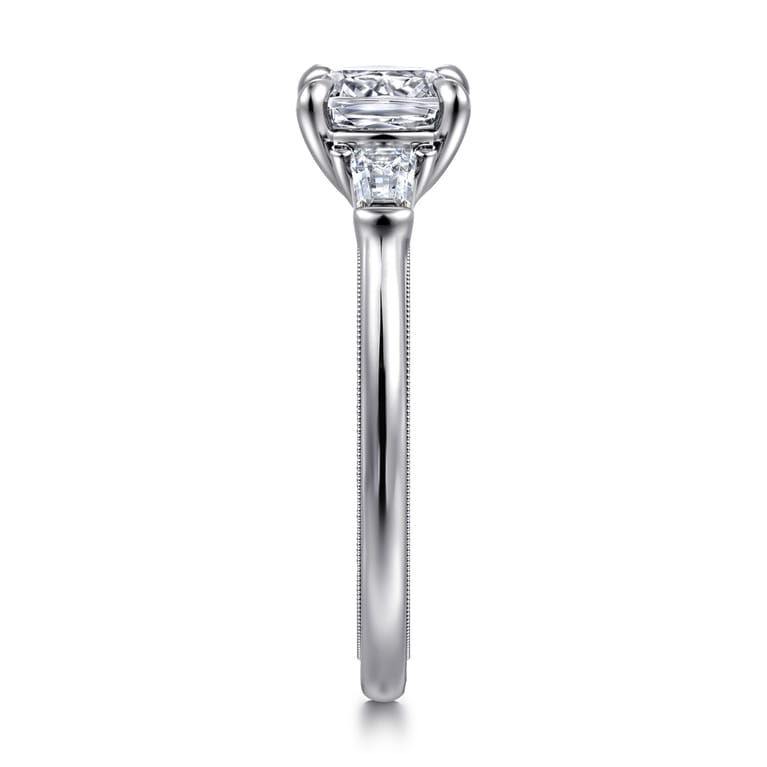 Louann - 14K White Gold Cushion Cut Three Stone Diamond Engagement Ring - 0.3 ct - Shot 4