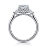 Reema - 14K White Gold Cushion Cut Three Stone Lotus Diamond Engagement Ring - 0.24 ct