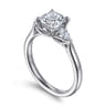 Reema - 14K White Gold Cushion Cut Three Stone Lotus Diamond Engagement Ring - 0.24 ct