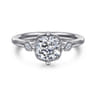 Charli - 14K White Gold Bezel Prong Cushion Cut Three Stone Diamond Engagement Ring - 0.1 ct