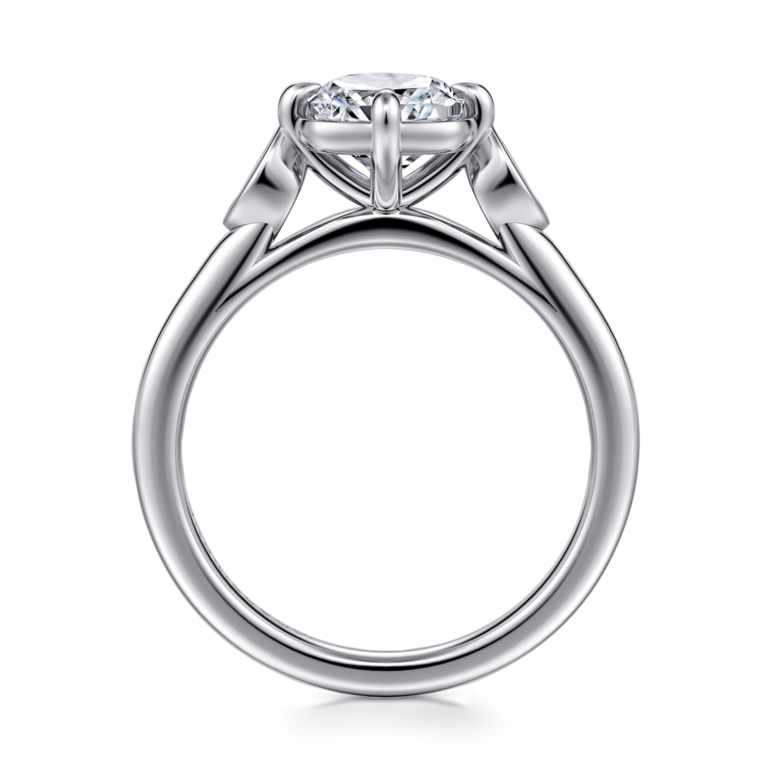 Charli - 14K White Gold Bezel Prong Cushion Cut Three Stone Diamond Engagement Ring - 0.1 ct - Shot 2