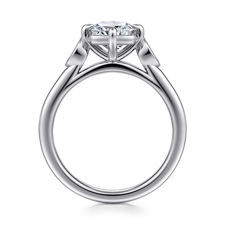 Charli - 14K White Gold Bezel Prong Cushion Cut Three Stone Diamond Engagement Ring - 0.1 ct - Shot 2