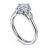 Charli - 14K White Gold Bezel Prong Cushion Cut Three Stone Diamond Engagement Ring - 0.1 ct