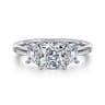 Stephi - 14K White Gold Cushion Cut Three Stone Diamond Engagement Ring - 0.6 ct