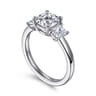 Stephi - 14K White Gold Cushion Cut Three Stone Diamond Engagement Ring - 0.6 ct