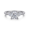 Madison - 14K White Gold Cushion Cut Three Stone Lotus Diamond Engagement Ring - 0.3 ct