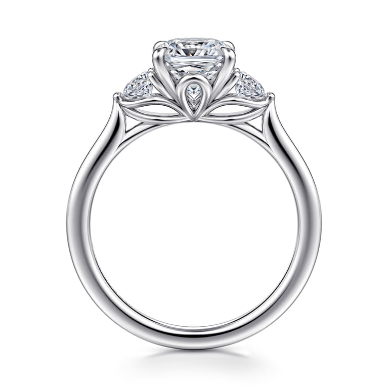 Madison - 14K White Gold Cushion Cut Three Stone Lotus Diamond Engagement Ring - 0.3 ct - Shot 2