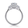 Madison - 14K White Gold Cushion Cut Three Stone Lotus Diamond Engagement Ring - 0.3 ct